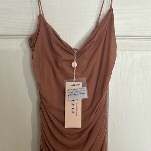 NWT Oh Polly Mauve Ruched Midi Dress